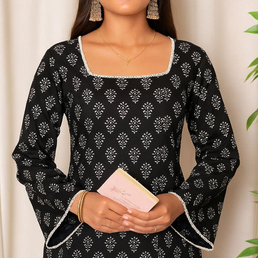 Black|Corset back kurti